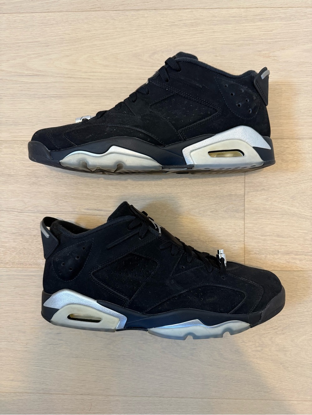 Jordan 6 Black Suede High-Top Sneakers with Silver Accents